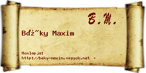 Béky Maxim névjegykártya